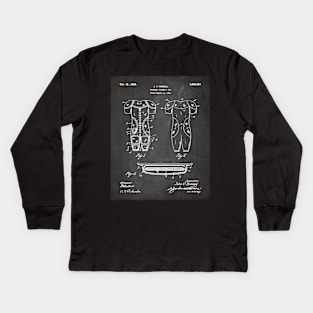 Football Pads Patent - Football Player Coach Team Art - Black Chalkboard Kids Long Sleeve T-Shirt